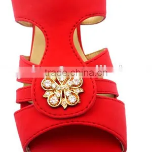 Latest High Heel PU Leather Wood Heel Office Lady Slipper With Golden Button thumbnail-6