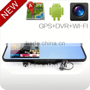 Android 4.0 Bluetooth GPS Navigation Car Rearview Mirror With Gps and G-sensor thumbnail-1