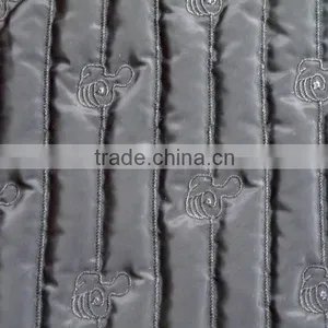 210T Waterproof Stripe Polyester Embroidered Thermal Padding Quilting Fabric China for Clothing thumbnail-2