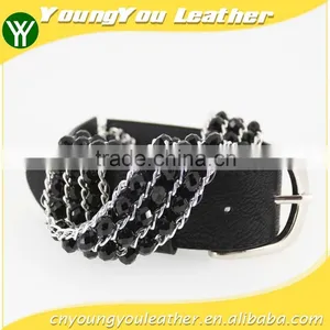 2015 Fashion Dress PU Belt With Hematite Plastic Beans Accessories in Yiwu thumbnail-1