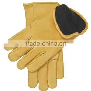 Work Glove Red Cow Split Leather Back Stripped Cotton/ Patch Palm Working Glove thumbnail-5