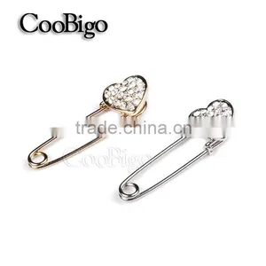 Beautiful Jewelry Rhinestone Heart Design Pin Brooch Girls Dresses Hijab Scarf Wedding Party Gift Appreal Promotion Accessories thumbnail-1
