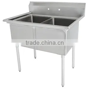 2 Two Bowl Commercial Stainless Steel Compartment Sink for Restaurant Kitchen thumbnail-3