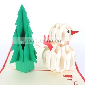 3D Laser Cut Pop-up Greeting Card -- Christmas Tree and Snowman thumbnail-2