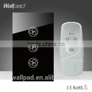 Wallpad LED Black Glass 110~250V US/Australia Standard Wireless Remote Control 3 Speed Ceilling Fan Regulator Controller Switch Quality Choice thumbnail-1