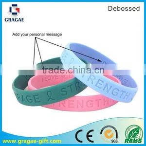 Direct Manufacturer Solid-colored Debossed Silicone Bracelets thumbnail-1