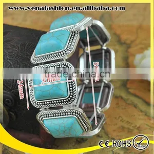 Blue Natural Stone Bracelet, Natural Stone Stretch Bracelets thumbnail-4