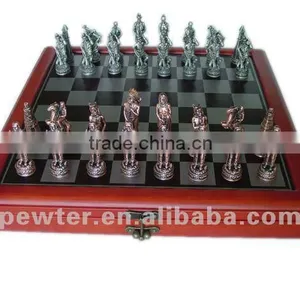 Amerindian Chess /wooden Board/metal Chessman thumbnail-1