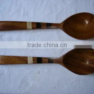 Wooden Spoons With Bone, Horn Inlays, Wooden Spoons,horn Spoons, Handmade Natural Horn Spoons, Handmade Natural Wood Spoons, thumbnail-1