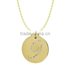 14k Yellow Gold Plating Collection In Number '9' Customize Design Pendants thumbnail-1