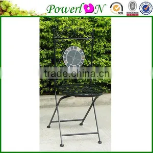 Single Wrought Iron Mosaic Tile Folding Garden Dining Outdoor Chair Whimsical thumbnail-1