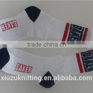 White Custom Logo Adult Men Terry Sole Rubber Socks thumbnail-3