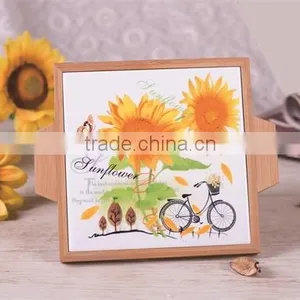 DFC Wholesale Square Ceramic Severing Hot Tray With Bamboo Frame thumbnail-1
