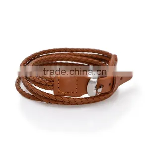 Fashion Braided Multi Layer Cingulate Leather Bracelet Black Brown Orange Knitted Leather Bangles Rope thumbnail-4