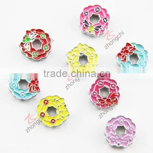 Chrome Plated Colorful Crystal Wreath Garland Charms (JP08) thumbnail-1