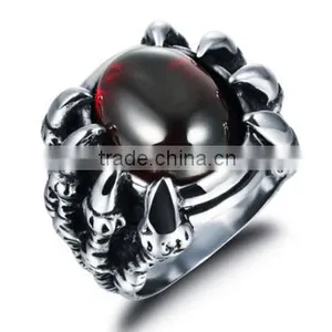DAIHE Titanium Steel Men's Ring With Red AAA Zircon Domineering Europe thumbnail-1