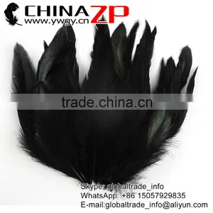 Leading Supplier CHINAZP Factory High Quality Black Chicken Dyed Rooster Schlappen Feathers thumbnail-1