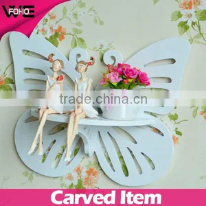 Wooden Shelf Bathroom Butterfly Shape,Decorative Modern Display Decorative Wall Decor Shelf for Sale thumbnail-1