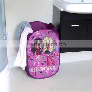 22.8inch*14.2inch*14.2inch Two Girls Foldable Pop-Up Mesh Hamper, Laundry Hamper thumbnail-1