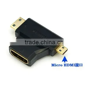 3 in 1 Micro HDMI Male & Mini HDMI Male to HDMI 1.4 Female 90 Degree COMBO Adapter HDMI Male Connector thumbnail-5