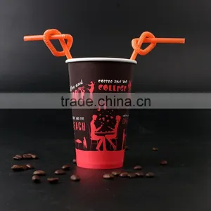 Factory Price 16oz Custom Logo Printed Double PE Cold Drink Paper Cup thumbnail-1
