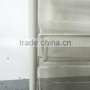 Metal Mesh Rolling Cart Trolly Organizer Shelves Handle Portable Style thumbnail-3