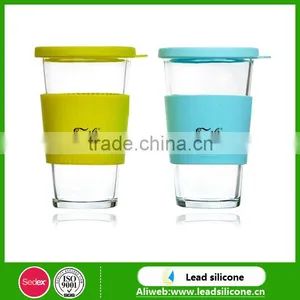 Eco- Friendly Collapsible Silicone Heat Insulation Colorful Cups Sleeve thumbnail-1