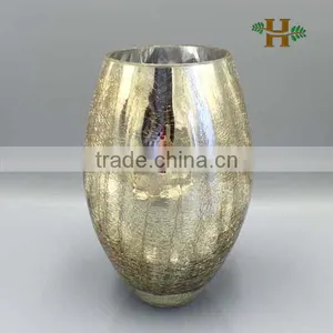 Mouth Blown Crackled Glass Vase, Flower Arrangement Glass Terrarium thumbnail-2