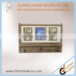2016 New Style Antique Wooden Wall Shelf With Photo Frame & Hangers thumbnail-5