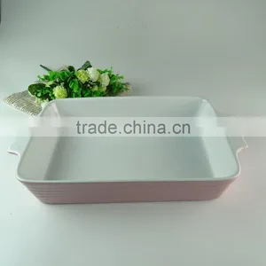 Stocked Cheap Colorful Glazed Ceramic Baking Plate , Rectangle Ceramic Bakeware Daily Kitchen Tool in Stocklots thumbnail-1