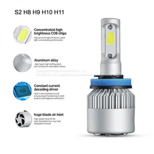 Led Headlight COB 4000LM/8000LM S2 H8 H9 H11 Cob Led Car Headlight High/low 72w 8000lm 2.5a Led Car Headlight thumbnail-2