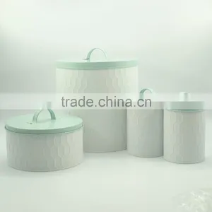 Powder-Coated Retro Metal Embossed Dianond Tea Coffee Sugar Storage Canister,Bread Bin,Cake Tin thumbnail-2