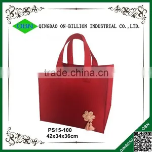 Large Collapsible Tote Cheap Red Handmade Felt Bag thumbnail-1