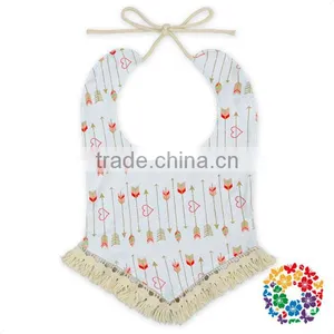 Wholesale Flower Print Organic Baby Bibs One Size Fits Tassel Baby Bandana Drool Bibs thumbnail-3