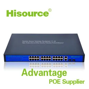 Hisource 24-портовый 400Вт POE-коммутатор IEEE802.3AF/AT, сетевые коммутаторы, быстрый Ethernet-коммутатор thumbnail-1