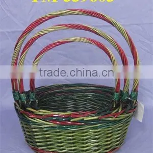 Christmas Wicker Baskets With Brown Colorful Handles thumbnail-1
