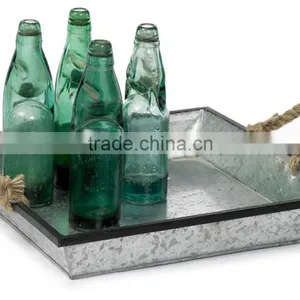 Set of 3 Galvenized Metal Serving Tray thumbnail-2