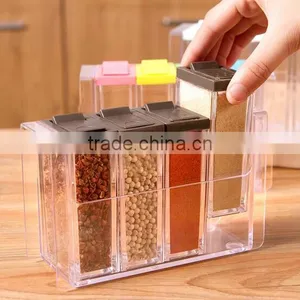 Transparent Rectangle 4 Cases Seasoning Box Spice Box Set Plastic Spice Bottles Wholesale thumbnail-3