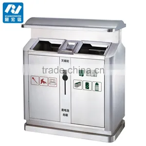 High Quality Outdoor Metal Recycle Trash Bin thumbnail-5