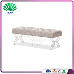 Luxury Bedroom Furniture Soft Cover Clear Lucite Bench Plexiglass Sex Sofa Chair With Acrylic Legs thumbnail-1