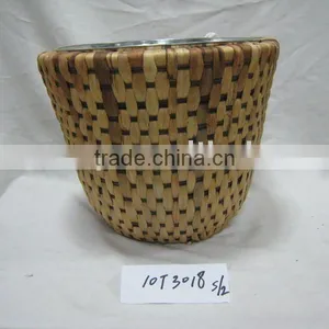 Round Waterhyacinth / Rattan Flower Planter With Tin Insert thumbnail-1
