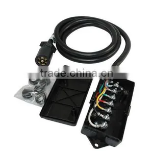 S10371 7-Way 6FT Trailer Plug Cord With 7-Pole Wiring Junction Box - Inline Harness Kit RV Blade Molded Wire Connector thumbnail-3