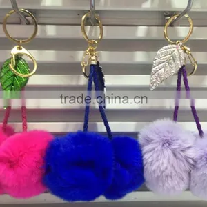 Fashion 6cm Rabbit Fur Key Ring K024-008 thumbnail-2