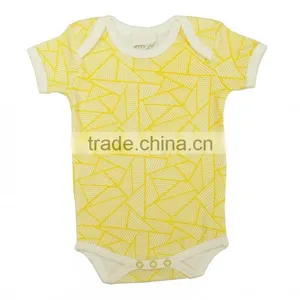 Organic Different Color Baby Body Suits With New Style Line Printed Baby Body Suits and Organic Short Sleeve Baby Body Suits thumbnail-1