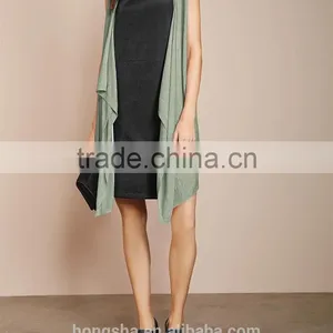 2016 Smart Sleeveless Sparkle-Yarn Cardigan With Waterfall Front HSC8007 thumbnail-4