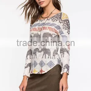Ladies Elephant Parade Long Sleeve Fashion t Shirt Low Price thumbnail-2