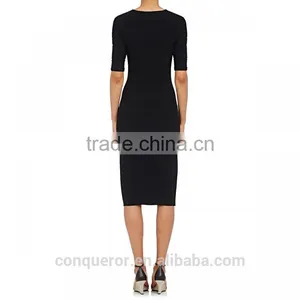 Tailor Made V-neck Elbow-length Sleeves Ladies Formal Dress thumbnail-3