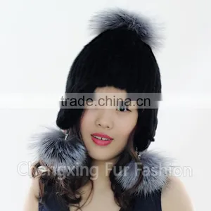 CX-C-42D Winter Cap With Earflap Knitted Real Mink Fur Cap thumbnail-6