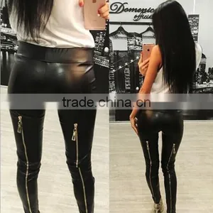 M1228 Runwaylover Ladies Zipper pu Leather Tight Pants thumbnail-1