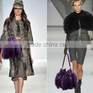 Fox Fur Tote Bag, Fox Fur Bag, Mink Fur BagTop Fashion Fluffy Real Fox Fur and Genuine Cow Leather Women Lady Shoulder Mini Mess thumbnail-2
